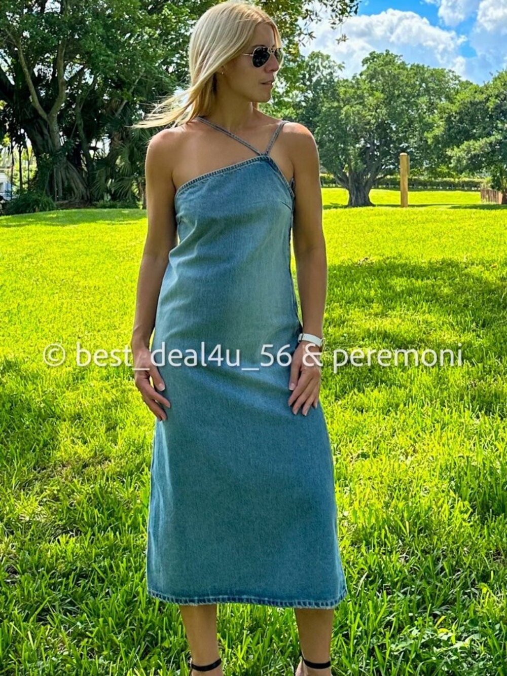 SALE!!!!!ZARA WOMENS ASYMETRIC DENIM MIDI DRESS BLUE COLOR SIZE S